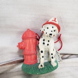 Midwest Firefighter Dalmatian Dog Hydrant Christmas Ornament Figurine Vintage #1